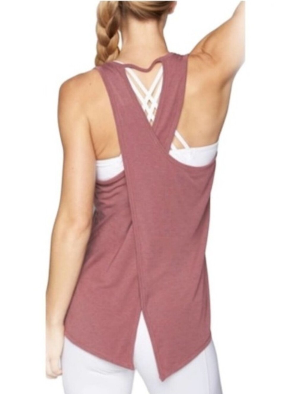 Athleta Essence Tie Back Tank Top in Deep Berry